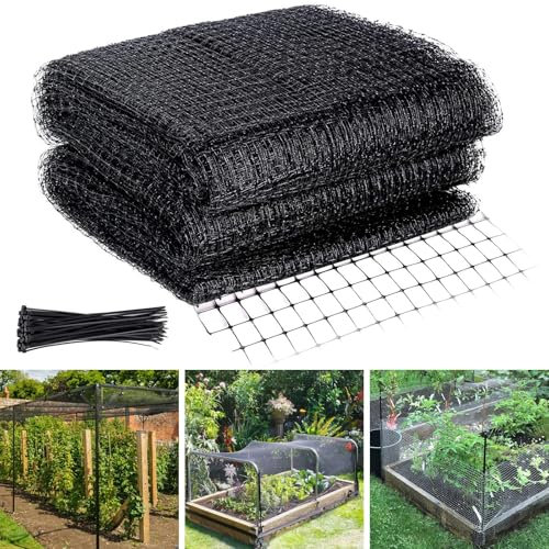 WEXFFU Garden Netting, 4x10M Bird Netting for Garden, 15*15mm Mesh Anti Bird Netting with 50PCS Cable Ties, Reusable Bird Net for Protecting Vegetables Fruits Flower Ponds Against Bird Animals Pests