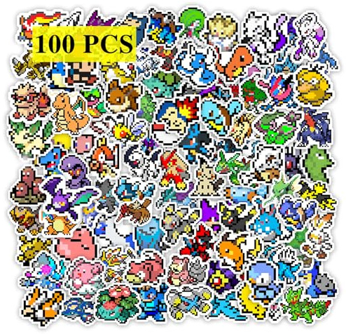 GTOTd Pixel Game Stickers (100Pcs) | Pixel Art Style Gifts Merch Party Supplies Vinyl Water Bottle Luggage Guitar Skateboard Aesthetic Gifts for Teens