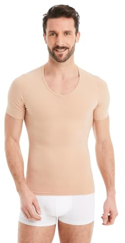 FINN Shapewear Herren Kompressionsshirt und Bauch-Weg Unterhemd | Body-Shaper Männer – Kurzarm Unterziehshirt aus Baumwolle für flacheren Bauch und bessere Haltung