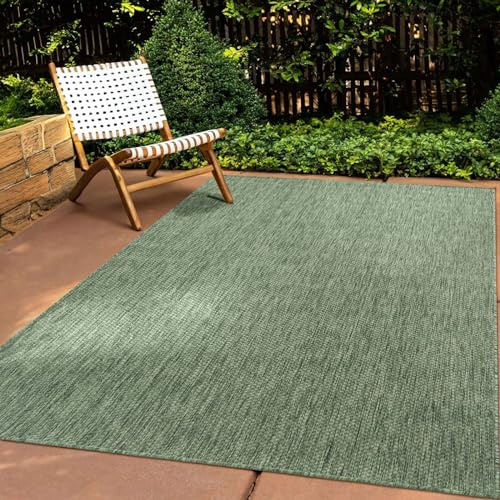 Taracarpet In & Outdoor Teppich Wetterfest Wohnzimmer Balkon Küchenteppich Terrassenteppich Flachgewebe Sisaloptik Meliert Einfarbig grün 120x160 cm