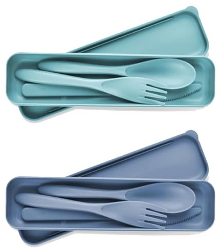 2 Sets Portable Reusable Cutlery Set with Case - Eco-Friendly Travel Cutlery, Compact & Lightweight Utensils for On-The-Go Dining, Perfect for Lunch Boxes, Camping, Picnics