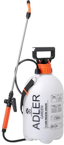 ADLER EUROPE - Drucksprüher, Gartenspritze Drucksprüher 5L, Wasser Sprühflasche, 2,5 bar Arbeitsdruck, 43 cm Lanze, 130 cm Schlauch, Sicherheitsventil, Dauerfunktion, Schultergurt, PP/PE, AD6806