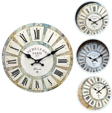 Garneck Nostalgische Wanduhr Mit Römischen Ziffern Batterieuhr Dekorative Wanduhr Batterie Vintage Wohnkultur Küchenglocke Antike Digitale en Digitaluhren MDF