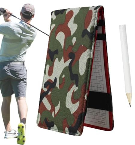 Tewzafiya Golf-Score-Buch,Golf-Scorecard-Buch, Golf-Scorecard-Halter mit Bleistift, Tragbares Golf-Logbuch aus Oxford-Stoff, Club-Yardage-Buch, Golf-Gadget für Golfer, Männer und Frauen