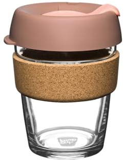KeepCup Brew Cork – Tasse à café réutilisable en verre trempé et liège naturel, M 340 ml – Frappe