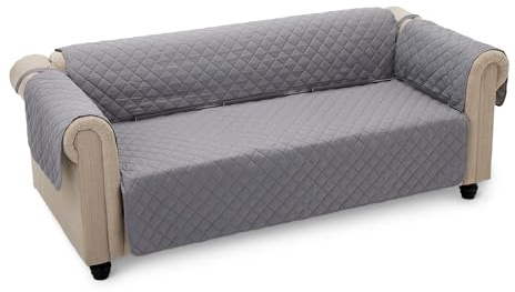 Amazon Basics Waterproof 3 Seater Sofa Cover, Machine Washable Reversible Three Seat Couch Protector, Grey/Light Grey