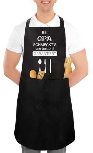Kochschürze Männer Opa Geschenk Opa Geburtstag Vatertagsgeschenk Geschenk für Opa Vatertag Schürze Küchenschürze Herren Grillschürze Opa Männertag Geschenk für Großvater Grill Schürze Schwarz