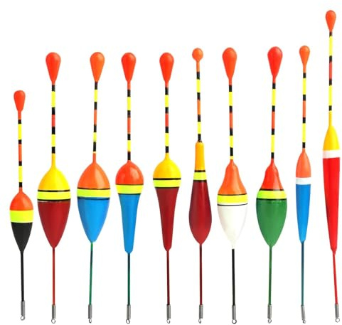 10pcs Forellenschwimmer Set, 1g Schwimmer für effektive Fischerei, Langlebige und Sichtbare Angelposen, für Süßwasserfischen, Inklusive Angelstopfen und Tragetasche Mehrfarbig