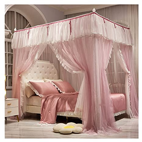 XDAWQP Betthimmel-Moskitonetz für 1,8 m/6 Fuß Bett, Betthimmel mit 3 Türen, Bettvorhang im Prinzessinnen-Stil,Stil 2 180x200x200cm