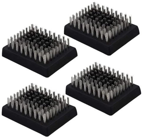Upiulote Grill Brush Replacement Heads 4PCS heat-resistant Wire Bristle Grill Wireless Cleaning Brush Heads Portable BBQ Cleaner For Pinic Camping Outdoor BBQ