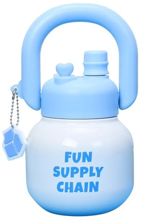Botella de Agua Vaso térmico portátil de acero inoxidable 316 con puerto para beber y pajita. (Blue, A)
