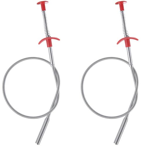 YUNYU 2 herramientas de limpieza de serpientes de drenaje, cable de acero flexible de resorte de 60 cm, potente herramienta de desatasco de drenaje flexible para fregadero de cocina, baño y desagües
