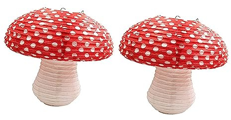 FUTUREORYY 2 Piezas Linternas Forma de Decoración Colgante para Fiestas Diseño de Champiñón Único de Unidades para Interiores