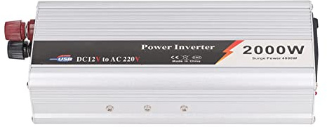 Yunseity Inversor DE Onda Sinusoidal Pura DE 2000 W, Convertidor DE 12 V CC A 220‑230 V CA para Vehículos Recreatros, Hogar, Vehículos, Barcos, Adaptador DE Coche con Tomacorrientes DE