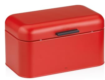 kela Brotkasten Metall mit Lüftungslöcher 30x18x16,5cm, kleine Brotbox mit Klappdeckel, FRISCA, Brotaufbewahrungsbox, rot