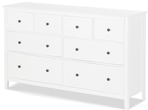 KHG Sideboard Landhausstil weiß Massivholz Kiefer-Echtholz Buffet Kommode passend zum Buffetaufsatz 8 Schubladen