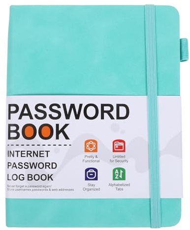 FUNNETOYU Passwortbuch mit Benutzerfreundlichem Design mit Alphabetischen Registerkarten aus Pu für Senioren und Persönlicher Nutzung im Büro