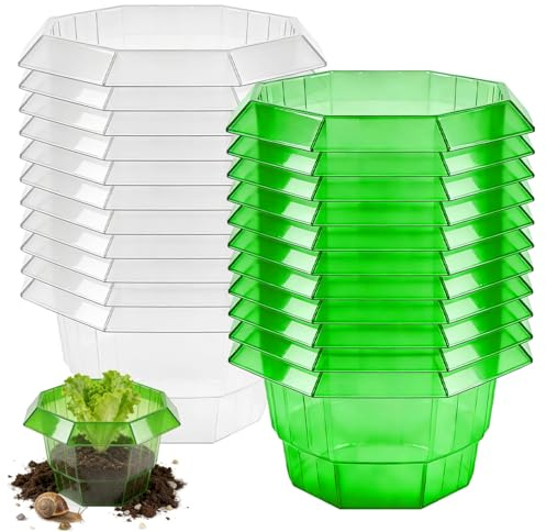 22 piezas de collar de caracol: 23 cm, anillos de protección contra caracoles, protección contra caracoles, valla de caracol verde, cuello de caracol, estable, repelente de caracoles, plástico, sus