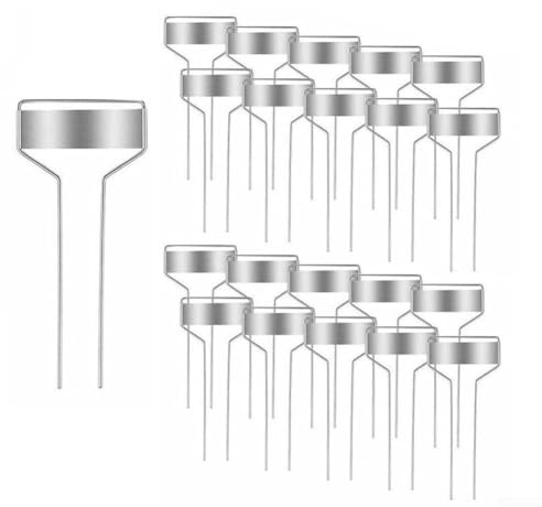 20 Metall-Gartenstecker für Innenhof-Blumenbeete, Gemüse-Plots und Topfpflanzen, wiederverwendbare Pflanzenetiketten für den Außenbereich (20,3 cm)