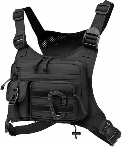 HoldOneLight Chaleco Reflectante Deportivo Hombre con Bolsillo Táctico Frontal, Arnés Portátil de Pecho para Actividades al Aire Libre, Ideal para Caza, Running y Ciclismo con Compartimento EDC