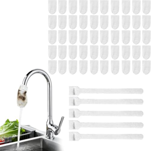 BRTNUP Faucet Filter Cotton Bag 50Pcs Faucet Cotton Filter Bags with 5 Ties | Cotton Tap Water Filter for Kitchen Sink,Faucet Filter Bag for Filtering Tap Water,Water Tap Filter Cotton Bag for Impurities