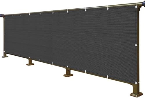Svart uteplats privat staket skydd 60/70/80 cm räckeskydd, väderbeständigt, skydd mot kikande balkongskärm med sladd och buntband 60 x 520 cm storlek.