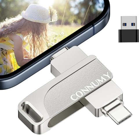 CONNUMY Chiavetta USB 128GB per Phone Memoria Esterna Senza App Backup | Memoria Esterna Compatibile Con Phone, iPad, Android E Pc, Trasferisci Foto, Video E File In Modo Rapido E Sicuro Ovunque.