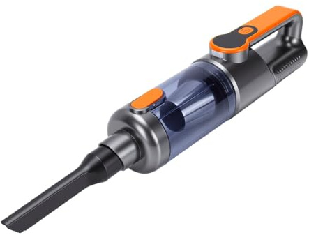 Yobadam Aspirateur de Voiture sans Fil, Nettoyeur à Main Puissant pour Un Nettoyage en Profondeur des Véhicules, Taille Compacte avec Lumière LED et écran LCD (Orange)