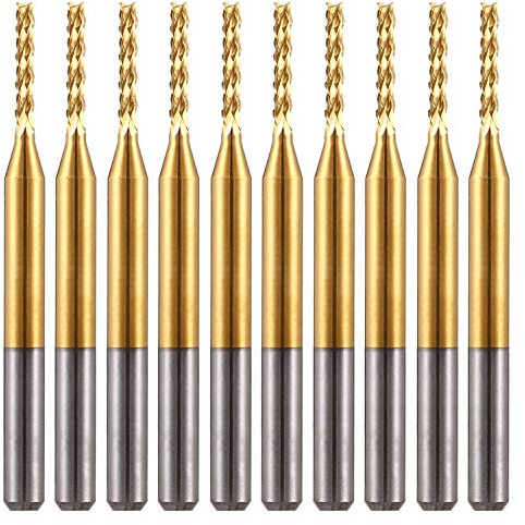 EU_HOZLY Titanium Coat Carbide 1,5mm Fräser CNC Rotary Burrs Set Maisfräser Cutter PCB Router Bits Packung mit 10