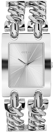 Guess Montre Bracelet Multi-chaînes argenté pour Femme avec maillons Auto-réglables Couleur : argenté (modèle : U1117L1), Argenté., NS, U1117L1