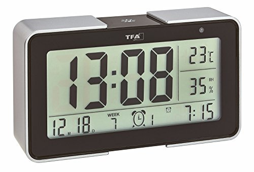 TFA Dostmann 60.2540 Funkwecker Melody mit verschiedenen Wecktönen (schwarz mit Batterien)