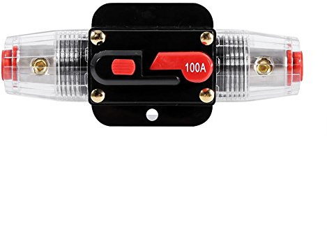 Keenso Auto Radio Sicherungsautomat, Boot Radio 12V-24V 50A-100A Wasserdicht Hochspannungsschutz Sicherungautomat Leistungsschalter Sicherungshalter für Auto Boot（100A）