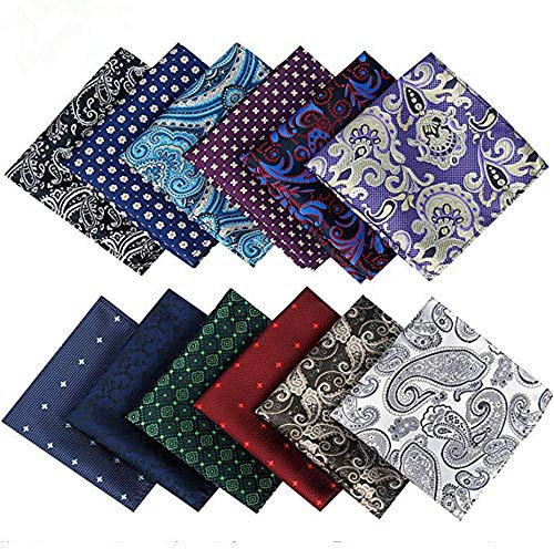 Alumuk 12 Stücke Herren Anzug Einstecktuch Taschentücher Kavalierstuch Business Hochzeit in unterschiedlichen wählbaren Designs (Style 07)