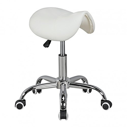 KADIMA Design Sattelhocker Weiß Praxishocker Kosmetikhocker Drehhocker Rollhocker Hocker