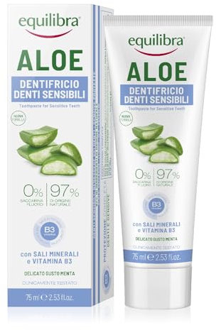 equilibra Igiene Dentale, Aloe Dentifricio Denti Sensibili, Dentifricio Aloe Vera In Gel Delicato Dal Gusto Fresco, Aiuta A Proteggere Dai Disturbi Gengivali E Da Placca E Carie, 75 Ml