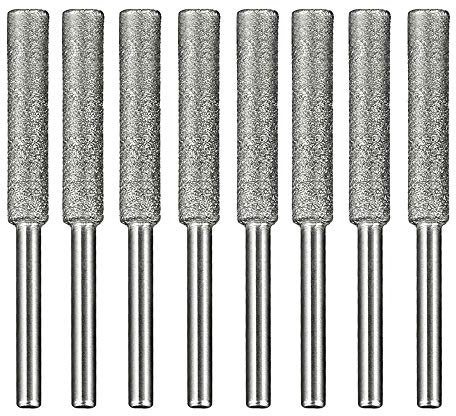 Nifocc 8 PCS Diamond Sharpening Wheels Diamond Chainsaw Sharpener Burr Grinding Stone File for Metal Chainsaw Alloy Steel Jade Gem Stone carving Ceramics Glass - 3/16 4.8mm