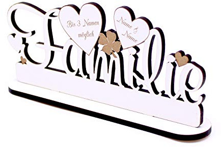 Deko Aufsteller - Familie mit Wunschnamen - Schild zum Hinstellen Schriftzug 21x10cm