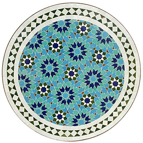 Casa Moro Terrassentisch Gartentisch Balkontisch –Marokko Mosaiktisch Rund Ø 60 cm – Tisch Zellige-Fliesen – Esstisch Küche Esszimmer – Fliesen-Tisch Wohnzimmer