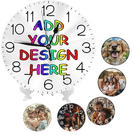 Mount Hour Home Decor Custom Your Photo Round Wall Clock, Personalized Acrylic Silent Non Ticking Decorative Clocks for Living Room Kitchen