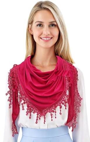 GFM® Dreieckstuch aus Jersey, mit Spitze und Quasten (TRI-PLN)