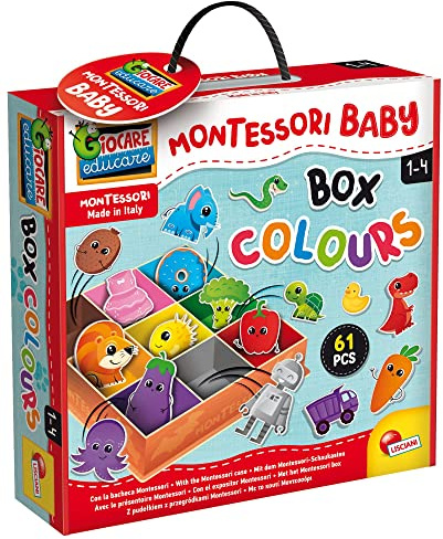 Lisciani – MONTESSORI BABY - 3D-Farbkasten – Farben lernen für Kinder von 1 bis 4 Jahren – pädagogisches Klassifizierungsspiel – 61 Teile – sensorische Entwicklung