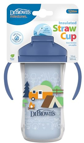 Dr. Brown's Vaso con popote aislado de 10 onzas/300 ml, paquete de 1