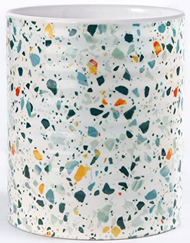 LEAZUL Extra Large Terrazzo Marble Pattern Ceramic Utensil Crock, Countertop Utensil Organizer, Kitchen Decor, Housewarming or Wedding Gift - Blue