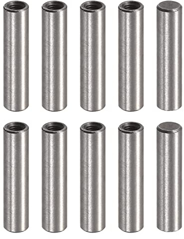 sourcing map M3 Filettatura Interna Tassello Pin 10 pz 5x20mm Smussatura Piatto In Acciaio Al Carbonio Perno Cilindrico Letto Libreria Dispositivi Metallo Spille Industriali
