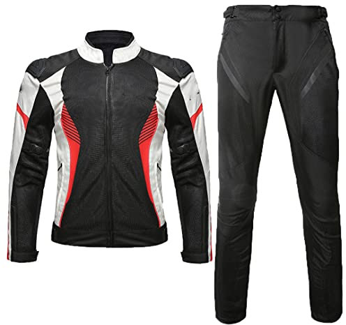 Hcclijo Motorradjacke + Hose Anzug Wasserdichte Motorradjacken Winddicht Motorrad Reiten Anti-Drop Rennanzug