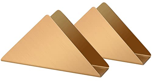 2 Stück goldener Edelstahl-Serviettenhalter, minimalistischer, dreieckiger Metall-Serviettenhalter, Cocktail-Serviettenspender.