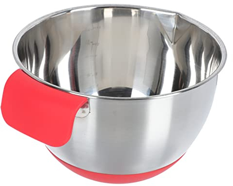 Alipis 1pezzi Ciotola Da Cucina Con Manico e Beccuccio in Acciaio Resistente e Silicone Con Scala Graduata Per Insalate Uova e Miscelazione Alimentare Versatile Per Uso Domestico e Profes
