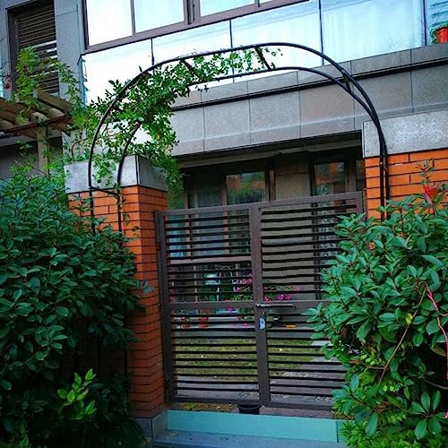 SEVSO Outdoor Metal Garden Arch Heavy Duty Rose Arbor Climbing Plants Support Archway Large Wedding Arches 140Cm 180Cm 240Cm 120Cm Wide,Black,W2.4M*H2.2M