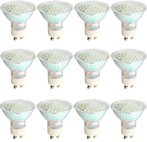 Mengjay 12 Stück 3W Super Helle GU10 LED-Leuchtmittel, Kaltweiß 6000K, ersetzt 30W Halogenlampen, 320 lm, AC 220 V