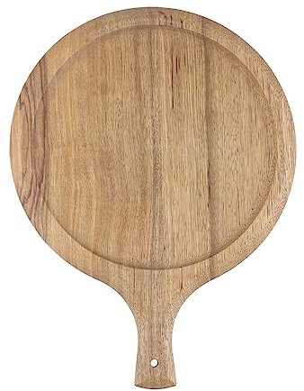Tyenaza Vassoio per Pizza in Legno, Teglia da Forno, Tagliere Rotondo per Pizza con Manico Tagliere Utensili da Forno da Cucina, per Ristoranti, Caffetterie